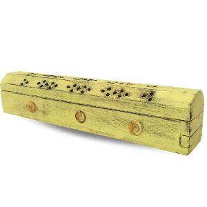 Puidust viirukihoidja laegas, kollane, 30 cm
