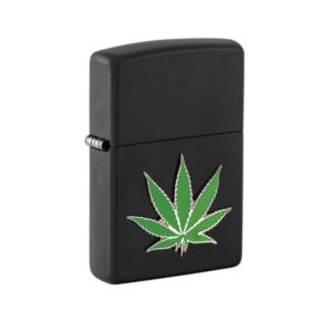 Süütaja Zippo Black Matte Canna Leaf