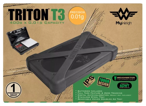 My Weigh Triton T3 400g 0.01g My Weigh Triton T3 400g 0.01g täppiskaal originaalpakendis IPS kaitsega